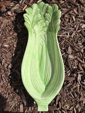 Celery Shaped Dish Ceramic in Light Green